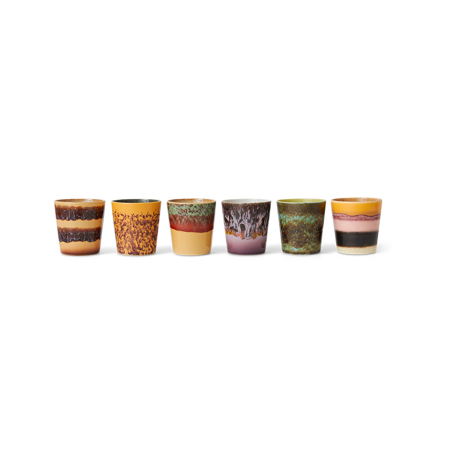 Coffee Mugs, Set of 6, Valley, 70s Ceramics by HKLIVING