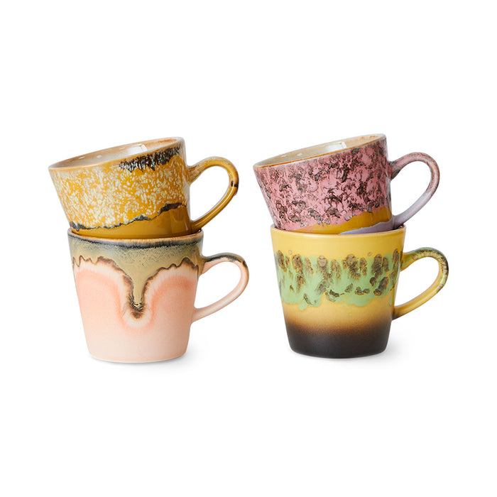 Americano Coffee Mugs, Set of 4, 70s Ceramics, Radiant by HKLIVING