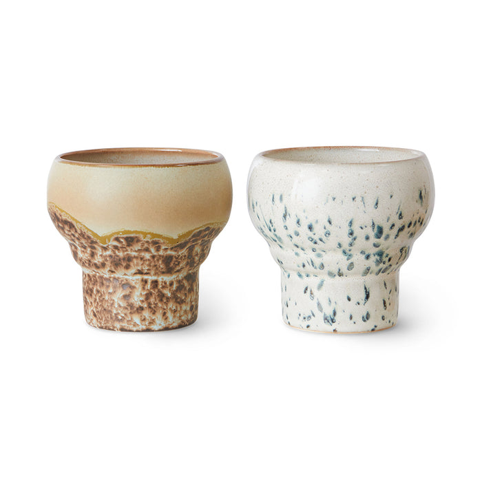 Lungo Coffee Mugs, Set of 2, 70s Ceramics, Coral by HKLIVING