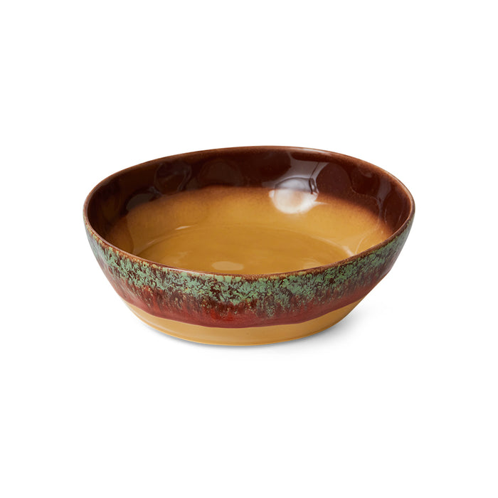 Pasta Bowls, Set of 2, Red Green Beige, Cove 70s Ceramics by HKLIVING
