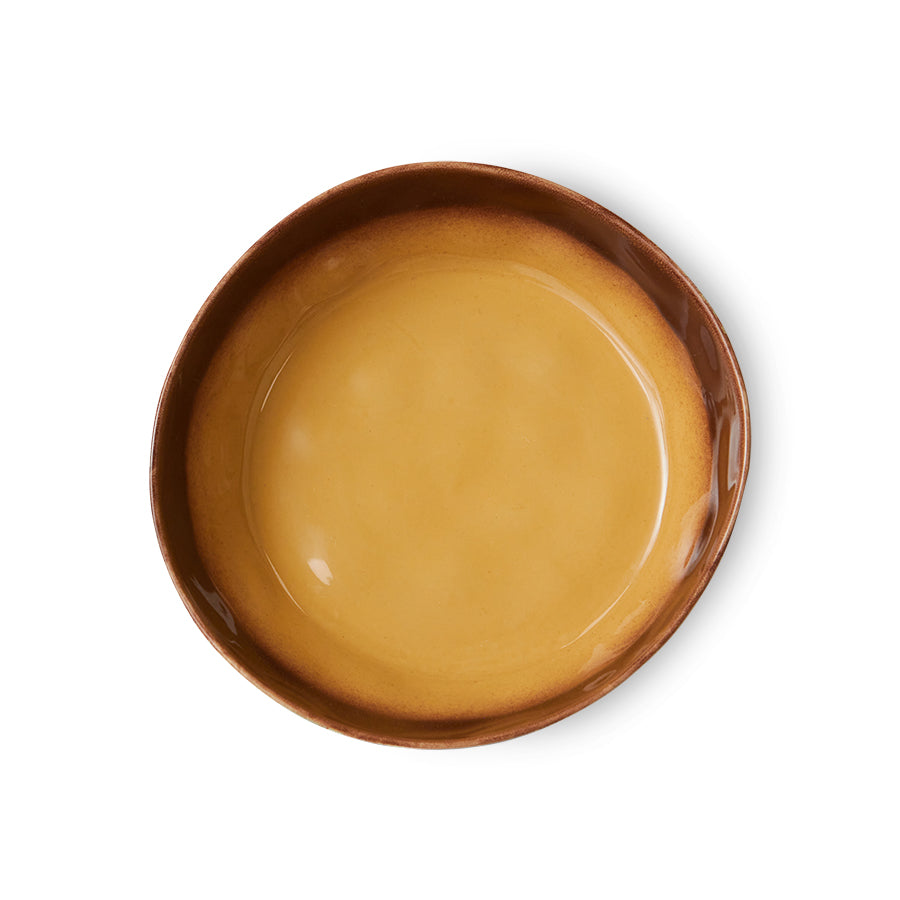 Pasta Bowls, Set of 2, Red Green Beige, Cove 70s Ceramics by HKLIVING