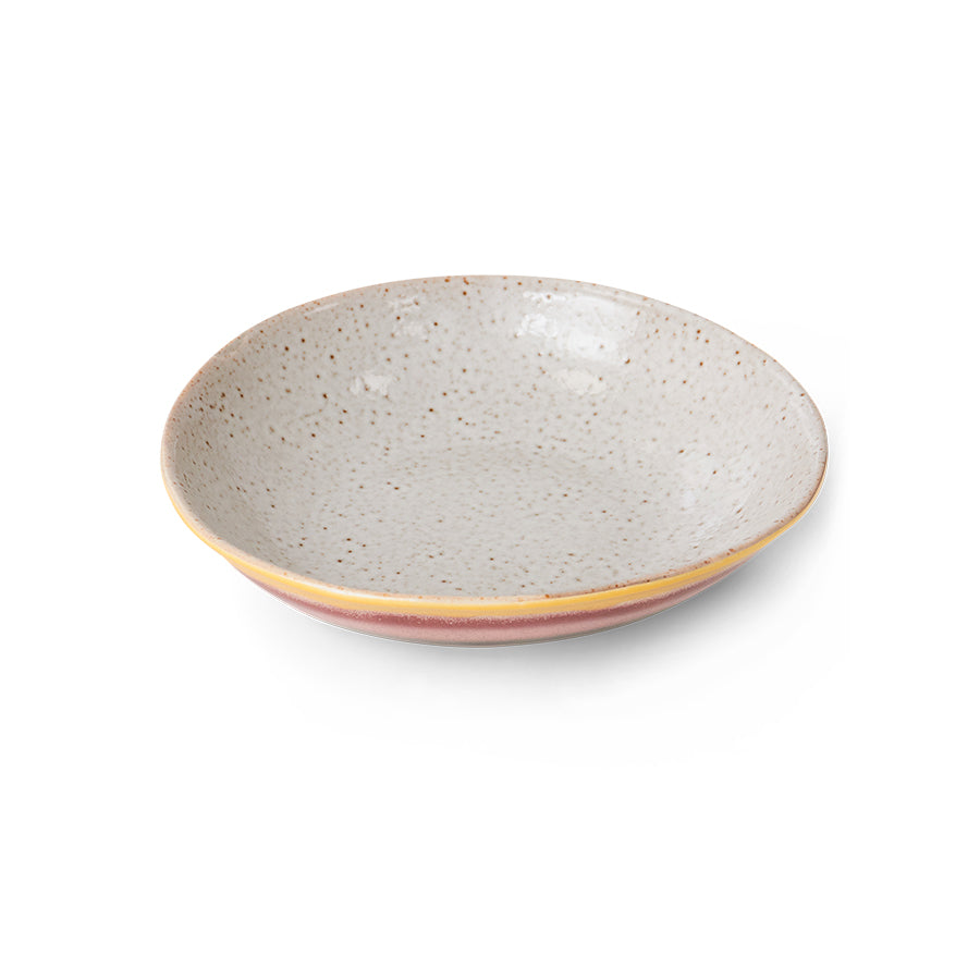 Curry Bowls, Set of 2, Hibiscus, HKLIVING 70s Ceramics, Pink Yellow Brown