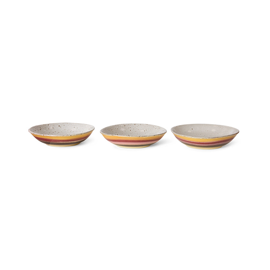 Curry Bowls, Set of 2, Hibiscus, HKLIVING 70s Ceramics, Pink Yellow Brown