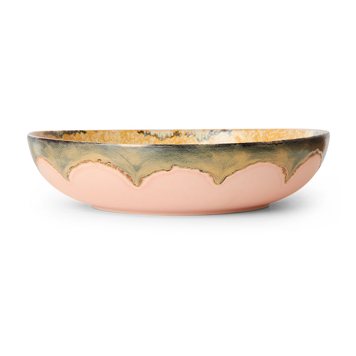 HKLIVING 70s Ceramic Salad Bowl - 33cm -  Sunflower Blossom Peach Pink Yellow
