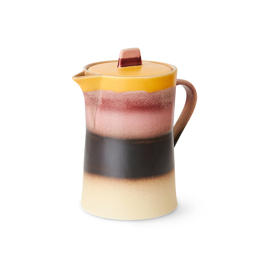 Ceramic Tea Pot, Pink Yellow Black, Sunset from 70s Collection by HKLIVING