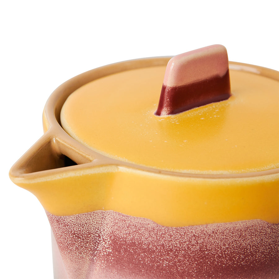 Ceramic Tea Pot, Pink Yellow Black, Sunset from 70s Collection by HKLIVING