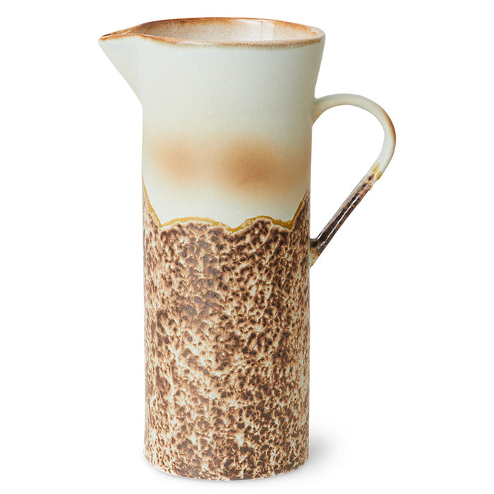 HKLIVING 70s Ceramic Jug - 21.5 x 13.5cm - Shell White & Taupe - Tall Narrow Jug