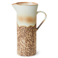HKLIVING 70s Ceramic Jug - 21.5 x 13.5cm - Shell White & Taupe - Tall Narrow Jug