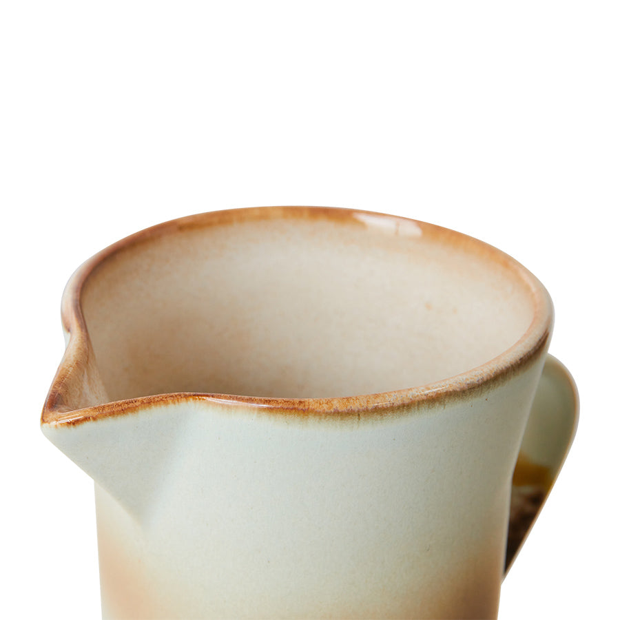 HKLIVING 70s Ceramic Jug - 21.5 x 13.5cm - Shell White & Taupe - Tall Narrow Jug