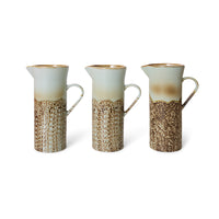 HKLIVING 70s Ceramic Jug - 21.5 x 13.5cm - Shell White & Taupe - Tall Narrow Jug
