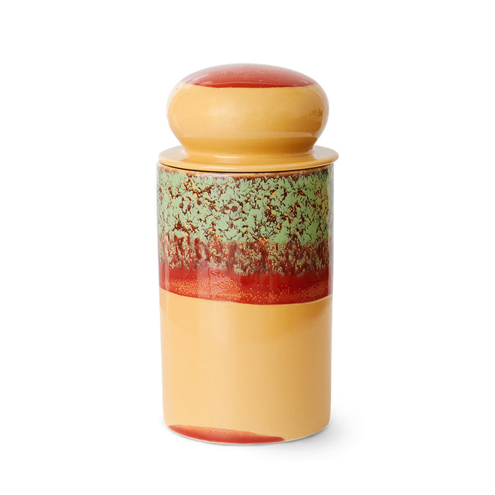Storage Jar, Cove, Beige Red Green, 70s Ceramics by HKLIVING