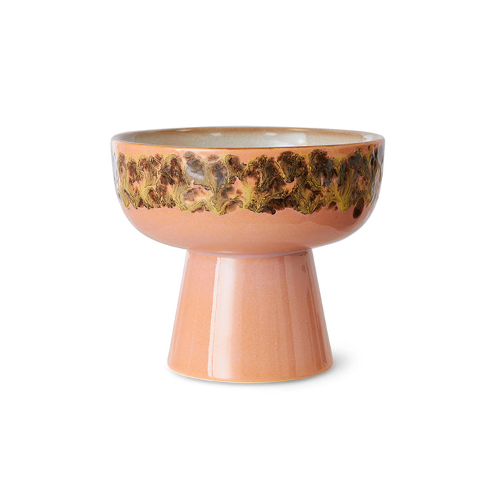 Large Tapas Bowl on a Base, Blush Pink and Brown, Lush by 70s Ceramics from HKLIVING