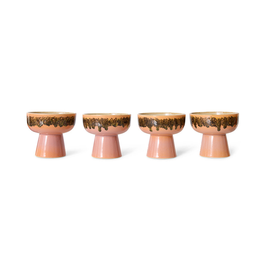 Large Tapas Bowl on a Base, Blush Pink and Brown, Lush by 70s Ceramics from HKLIVING