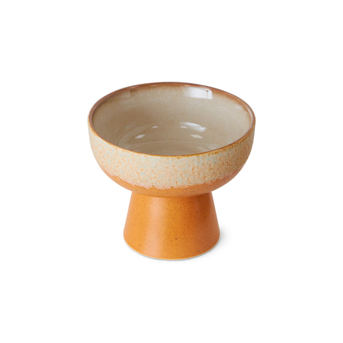 Small Tapas Bowl on Base, Orange Beige, 70s Ceramics Dunes by HKLIVING