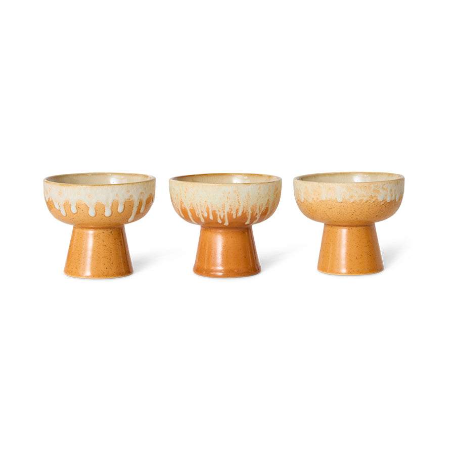 Small Tapas Bowl on Base, Orange Beige, 70s Ceramics Dunes by HKLIVING