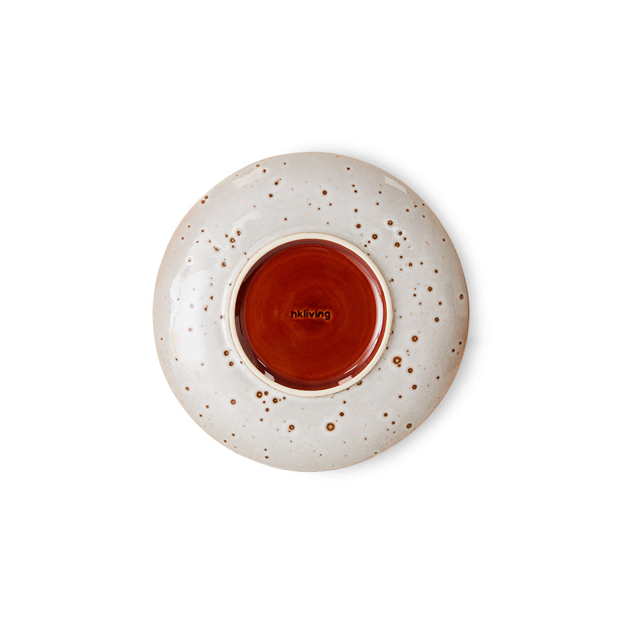 Set of 2 Dessert Plates, Lychee 17.5cm - HKLIVING 70s Ceramics, Grey Pink Red Brown Spotted Spots