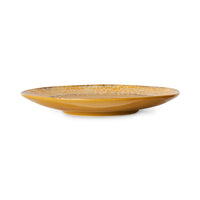 HKLIVING 70s Ceramics Side Plates 22cm - Paradise (Set of 2), Mustard Yellow