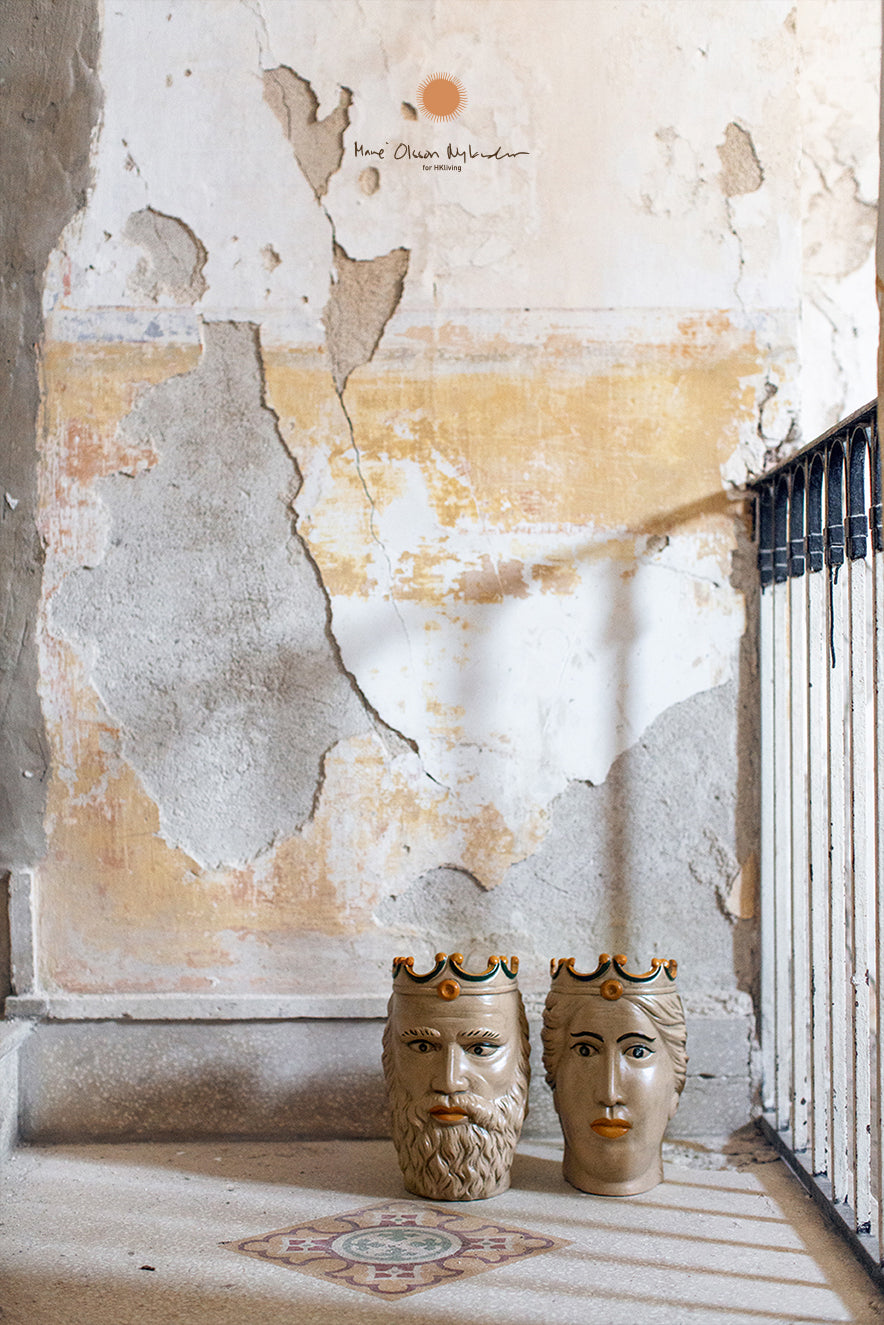 Cream Stoneware Decorative Heads – Teste di Moro Siciliane by MON for HKLIVING (Set of 2)