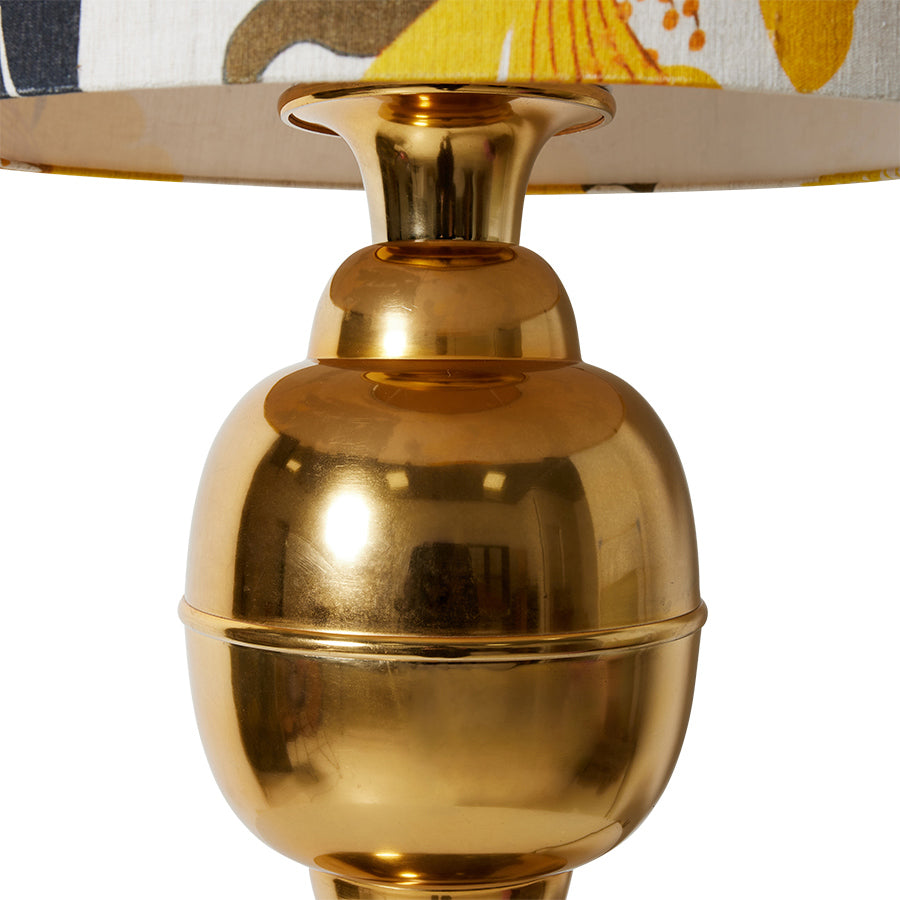 Large Polished Brass Table Lamp with Floral Shade – Lampada by MON for HKLIVING