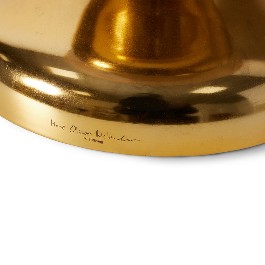 Large Polished Brass Table Lamp with Floral Shade – Lampada by MON for HKLIVING