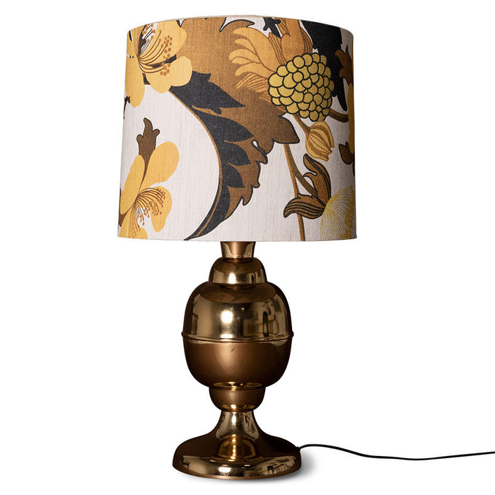 Large Polished Brass Table Lamp with Floral Shade – Lampada by MON for HKLIVING