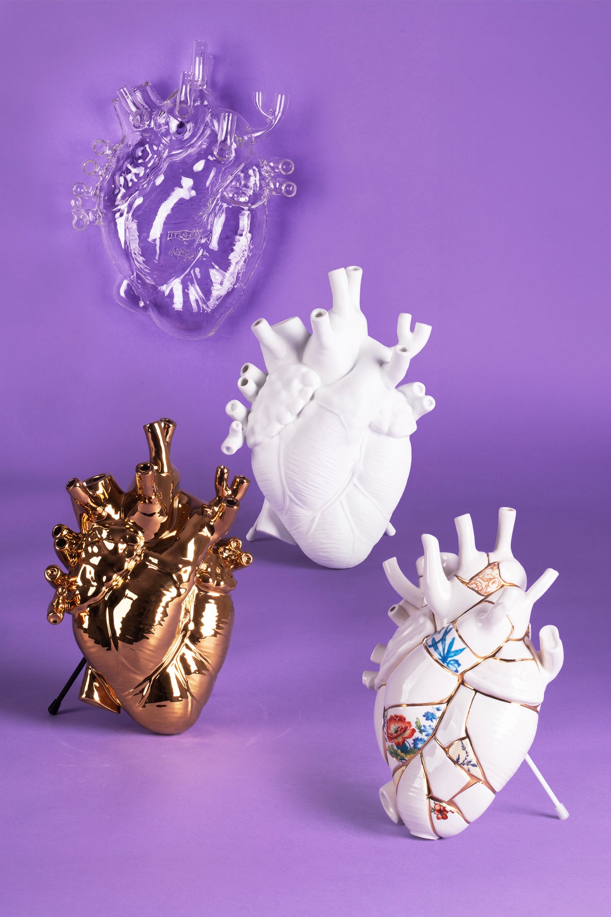 Seletti Love In Bloom White Porcelain Heart Vase - Anatomical Heart Design