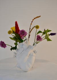 Seletti Love In Bloom White Porcelain Heart Vase - Anatomical Heart Design