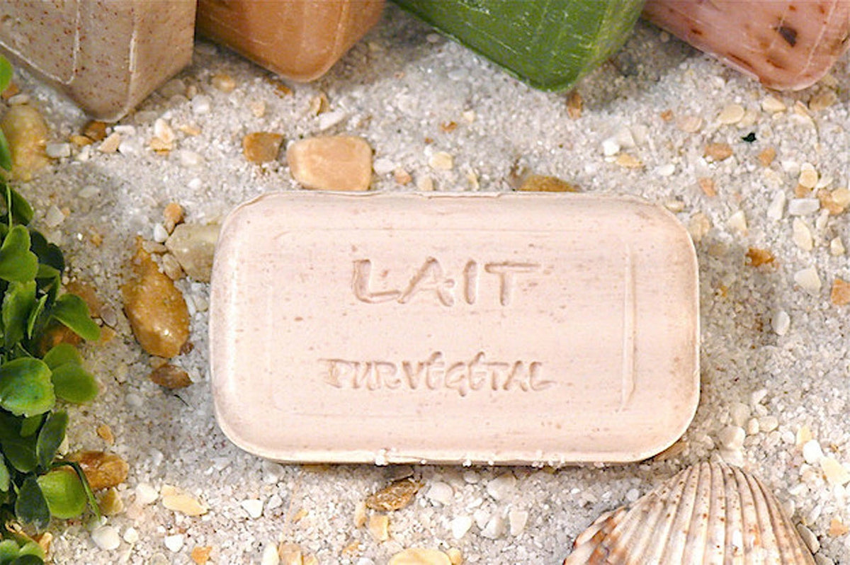 Milk fragrance French soap bar on sand – pure vegetable, handmade