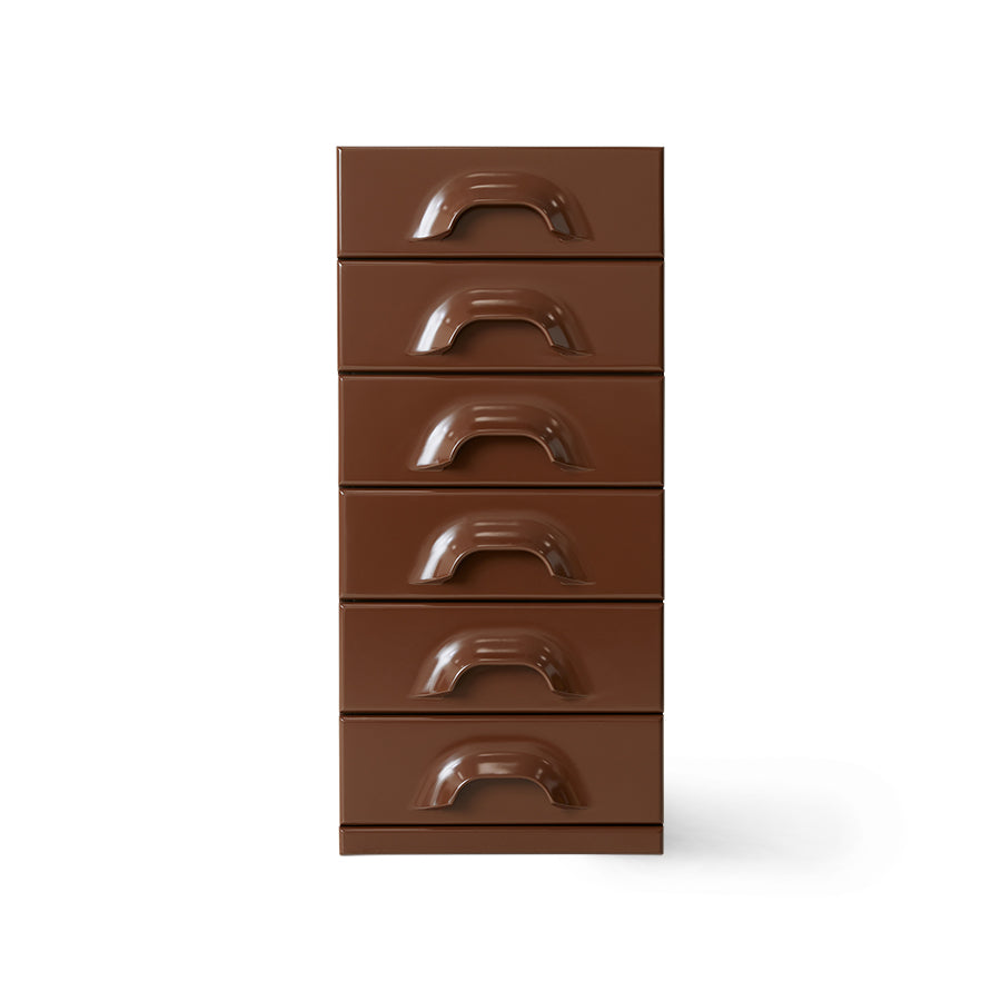 HKLIVING Chest of 6 Drawers - Chocolate (Warm & Modern Storage Unit)