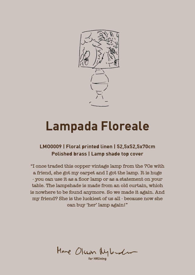 Large Polished Brass Table Lamp with Floral Shade – Lampada by MON for HKLIVING