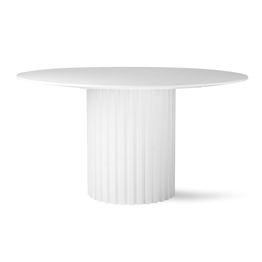 White Round, Pillar Dining Table, Sungkai Wood by HKLIVING, 140cm diameter, Handmade