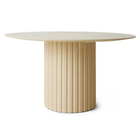Round Cream Wooden Pillar Dining Table by HKLIVING, 140cm diameter, Handmade