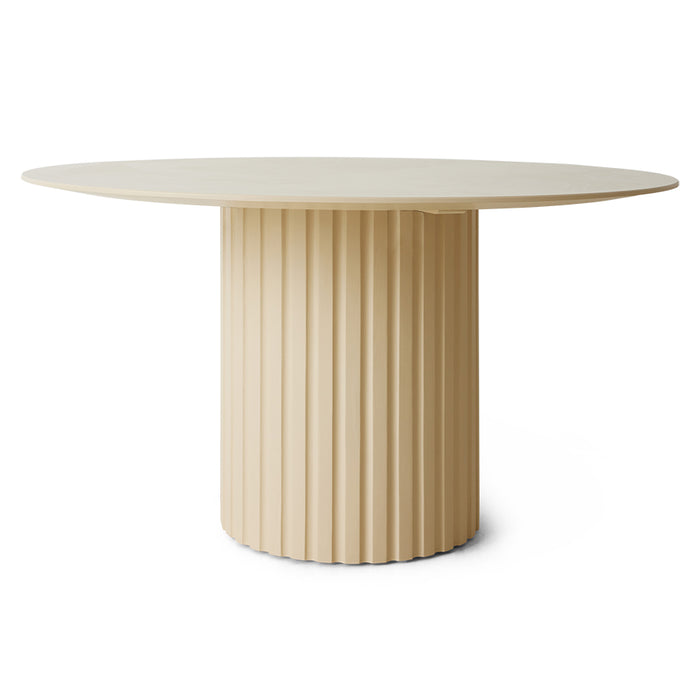 Round Cream Wooden Pillar Dining Table by HKLIVING, 140cm diameter, Handmade