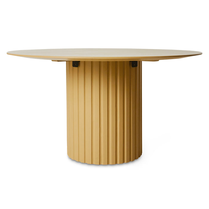 Caramel Hay, Round Wooden Pillar Dining Table by HKLIVING, 140cm diameter, Handmade