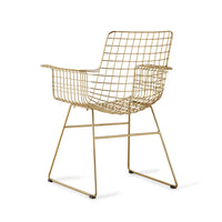 Metal Wire Chair with Arms by HKLIVING Available in Silver, Brass, and Black