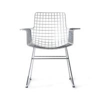 Metal Wire Chair with Arms by HKLIVING Available in Silver, Brass, and Black