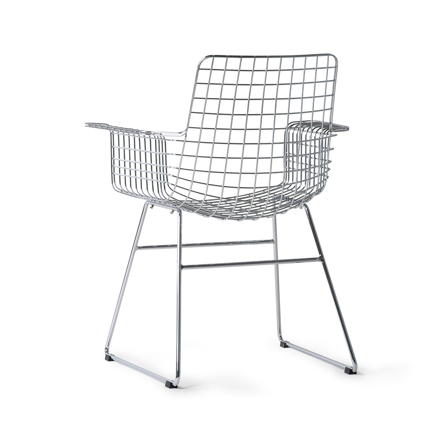 Metal Wire Chair with Arms by HKLIVING Available in Silver, Brass, and Black