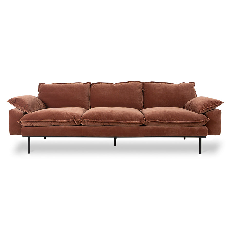 Retro Sofa, Deep Terracotta Rust Velvet, 4-Seater, 3-Seater, Royal Velvet magnolia by HKLIVING