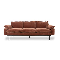 Retro Sofa, Deep Terracotta Rust Velvet, 4-Seater, 3-Seater, Royal Velvet magnolia by HKLIVING
