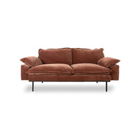 2-Seater Retro Sofa, Deep Terracotta Rust Velvet, Royal Velvet magnolia by HKLIVING