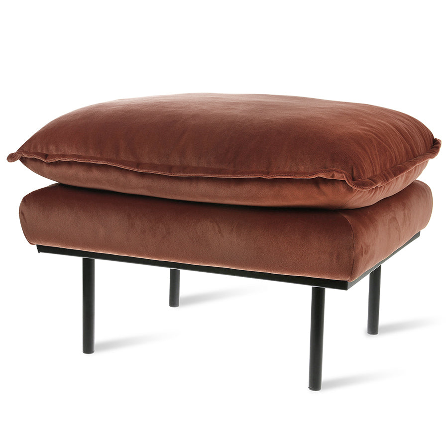 Footstool for Retro Sofa, Deep Terracotta Rust Velvet, Royal Velvet magnolia by HKLIVING