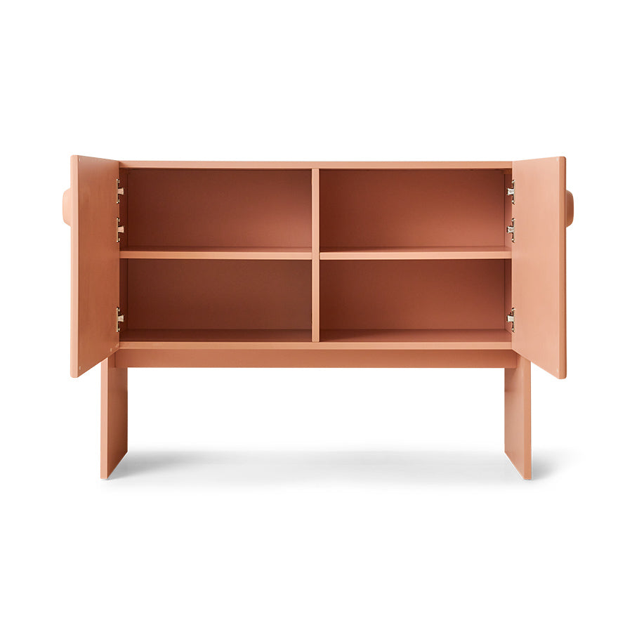 Modern blush pink space-age dresser by hkliving with clean lines and ample storage.