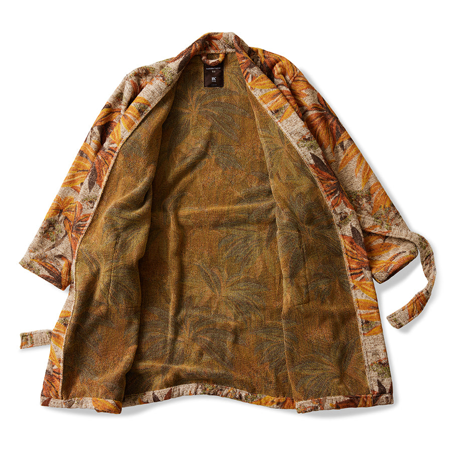HKLIVING Palmae Bathrobe – Tropical Jacquard Cotton Housecoat (2 Sizes)
