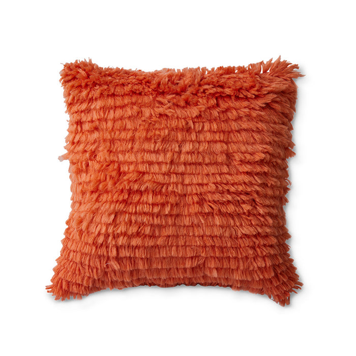 Fluffy Woolen Square Cushion Sienna Orange Red 50 x 50cm by HKLIVING