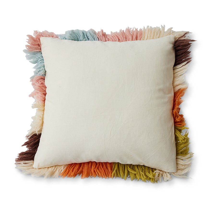Fluffy Striped Square Cushion, 55x55cm, Multicoloured, by HKLIVING