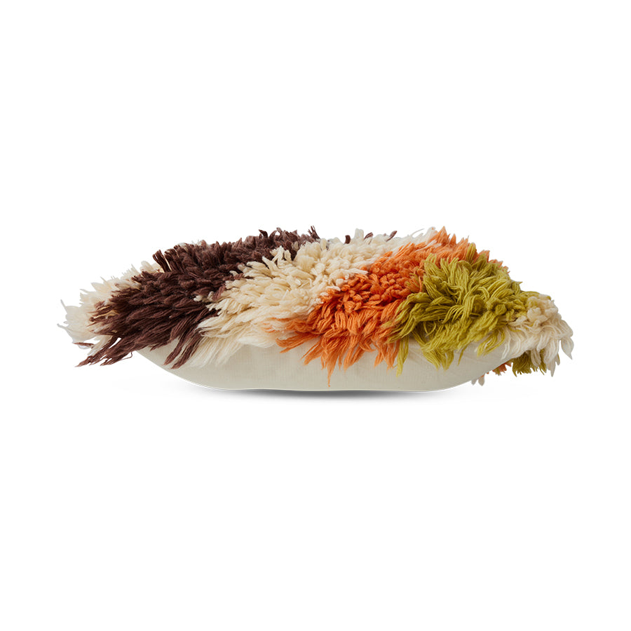 Fluffy Striped Square Cushion, 55x55cm, Multicoloured, by HKLIVING