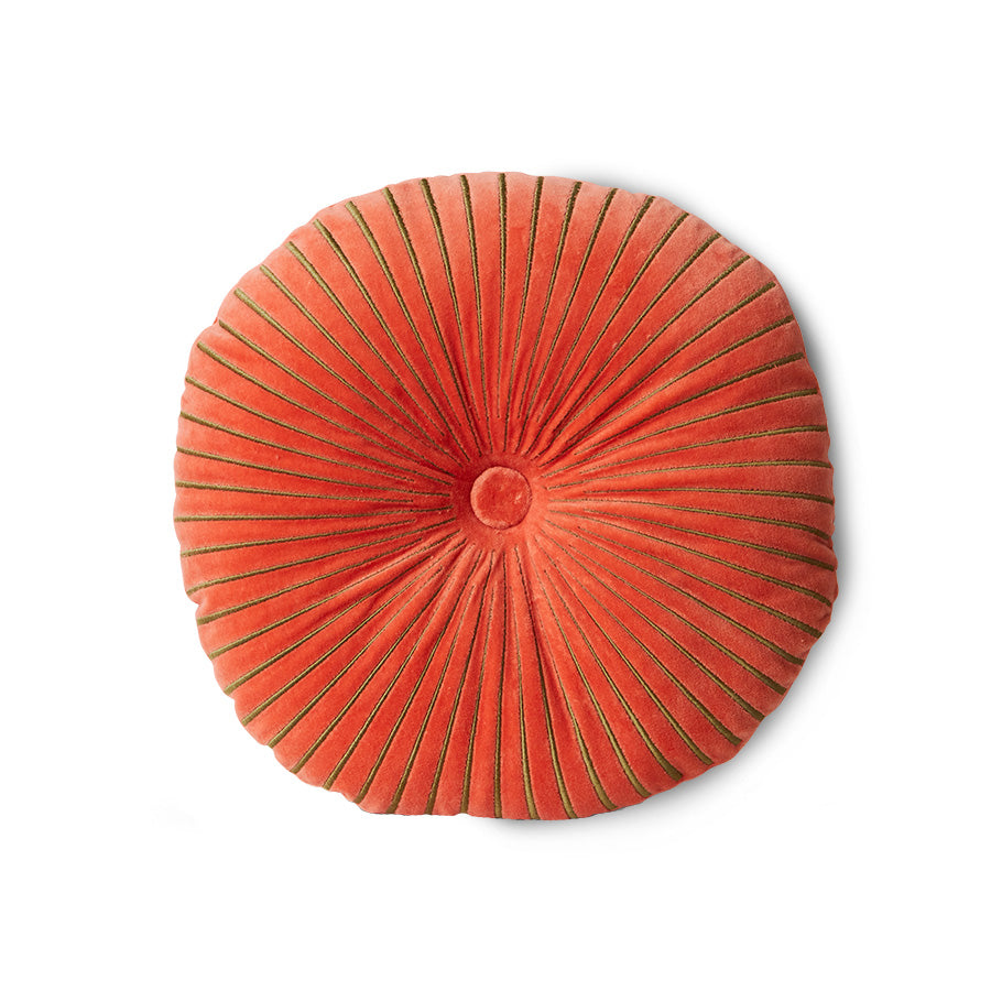 HKLIVING Round Cotton Velvet Ripple Cushion - Sienna Orange (50x12x50cm)
