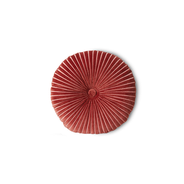 HKLIVING Round Burgundy Cotton Velvet Ripple Cushion - Red (35x10x35cm)