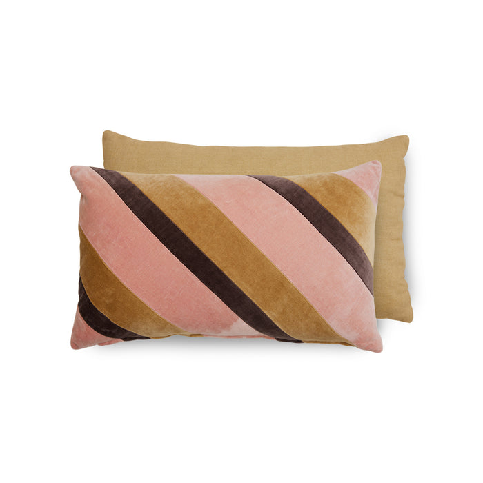 Striped Velvet Cushion, Sunkissed, 50x30cm, HKLIVING, Pink Brown Beige