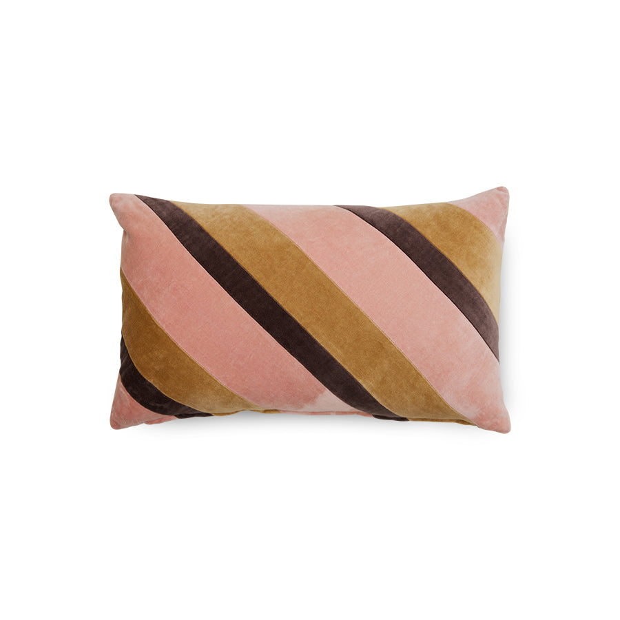 Striped Velvet Cushion, Sunkissed, 50x30cm, HKLIVING, Pink Brown Beige